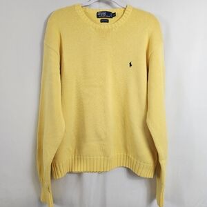 Polo by Ralph Lauren Vintage Cable Knot Crew Neck Sweater In Yellow - Size XXL